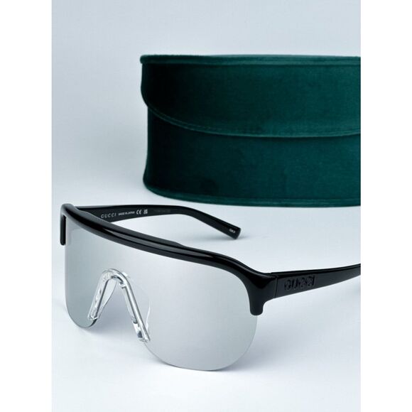 NEW Gucci GG1645S  003 Black Grey Silver Mirrored Unisex Mask Sunglasses main image 9
